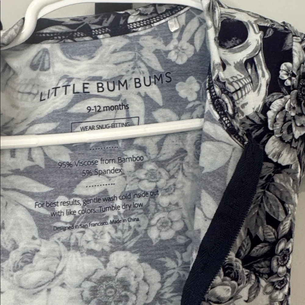 Little Bum Bums Floral Skull Print Bamboo Zippy Romper 9-12 Months EUC